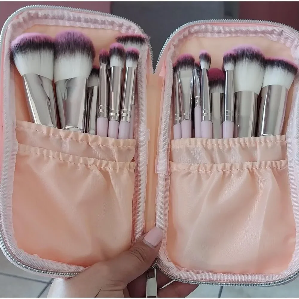 Maange 18 Pcs Pink Gold Professional Premium Synthetic Kabuki Makeup Brushes Set